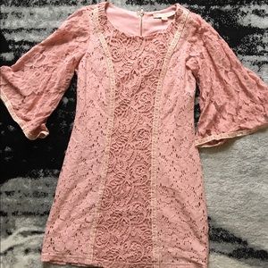 Anthropologie Champagne & Strawberry Dress